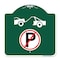 Signmission No Parking Tow Away Zone Symbol, Green & White Aluminum Architectural Sign, 18" x 18", GW-1818-23612 A-DES-GW-1818-23612 - alternate 1